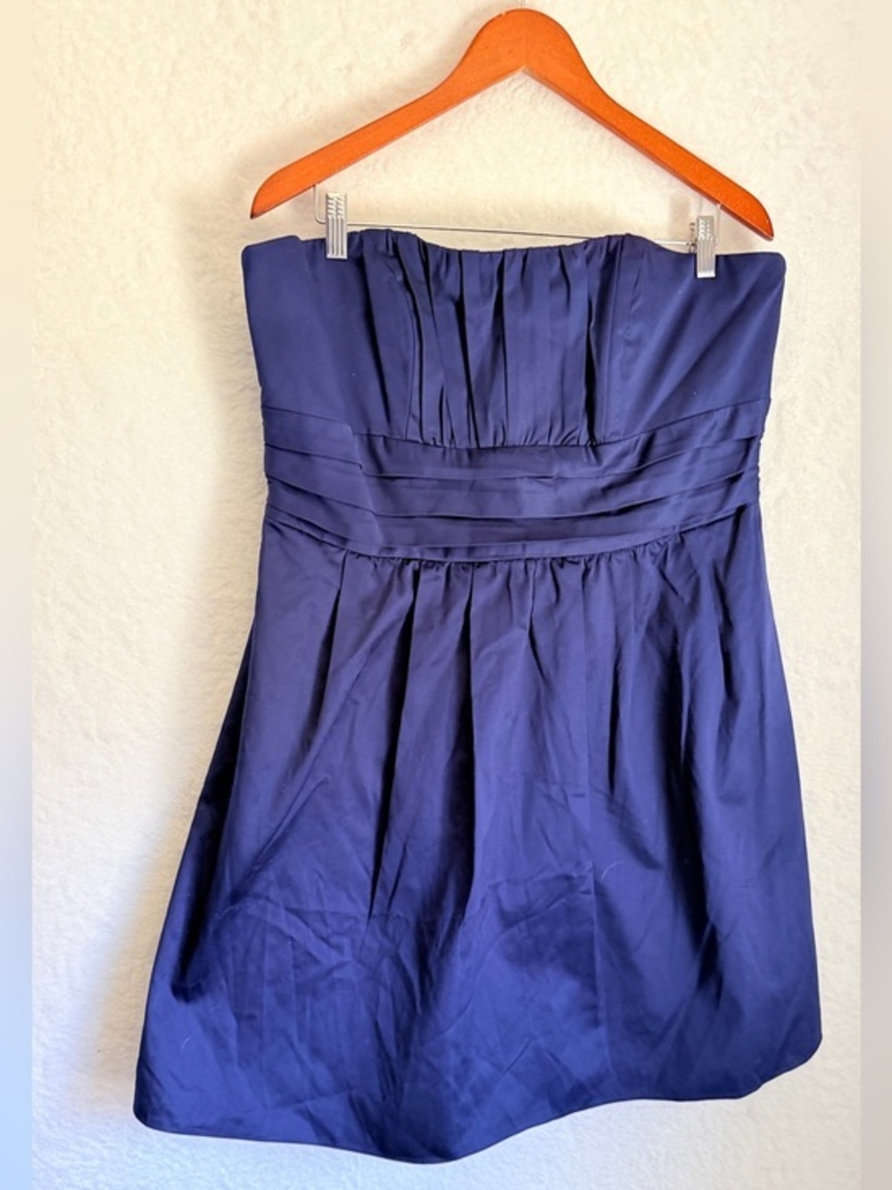 Davids Bridal Marine Blue Strapless Ruched Cocktail Dress NWT Size 16